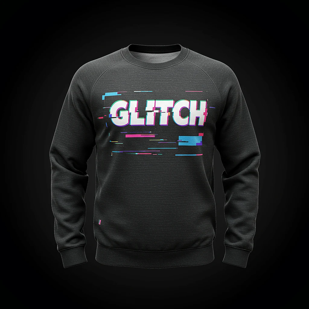 Czarna bluza z nadrukiem Digital Glitch